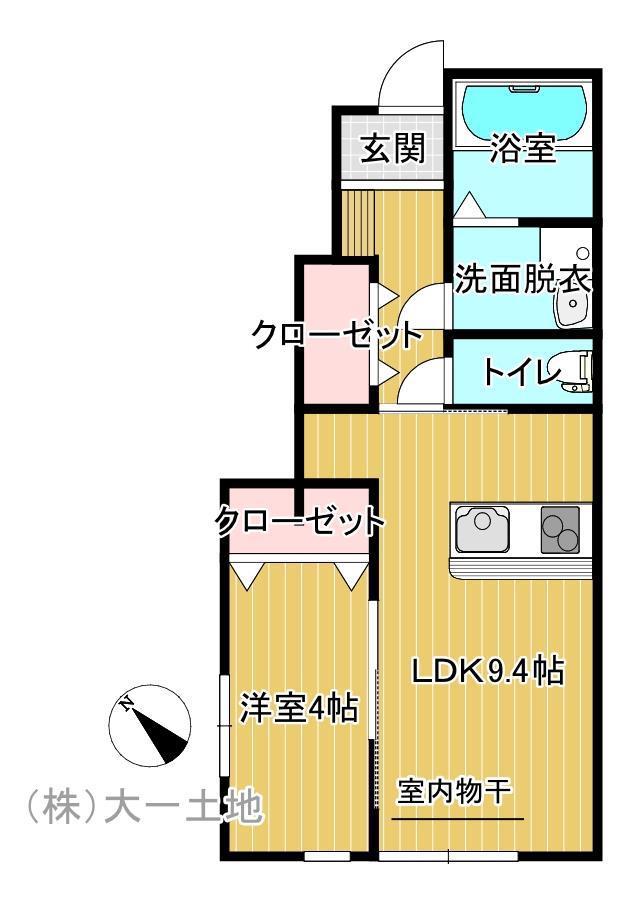 フルールポミエ A(1LDK/1階)の間取り写真