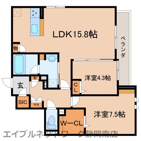 CASA OTSUBO(2LDK/3階)の間取り写真