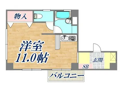 キャビネ松藾荘(ワンルーム/3階)の間取り写真