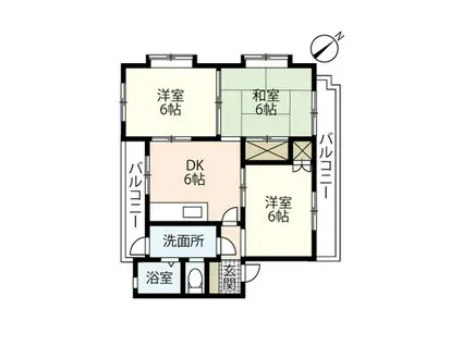 グランビューヒルズセガワ(3DK/2階)の間取り写真