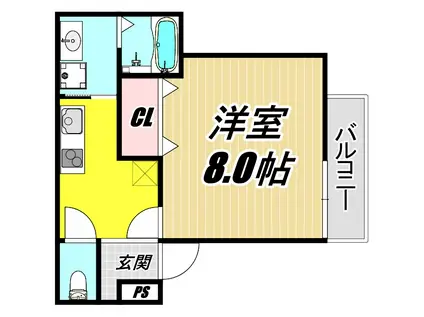フジパレスJR塚口駅東(1K/1階)の間取り写真