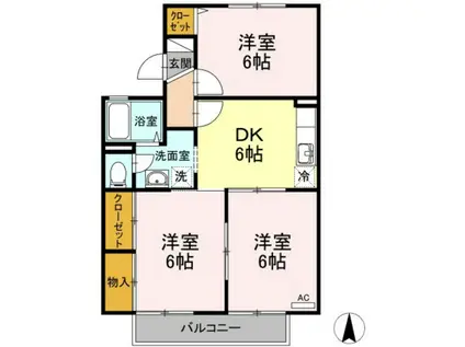メゾンドールΑ A棟(3DK/2階)の間取り写真