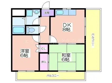 喜田マンション(2DK/5階)の間取り写真