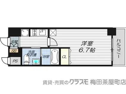 エステムコート梅田・天神橋IIIアヴァンテ(1K/7階)の間取り写真