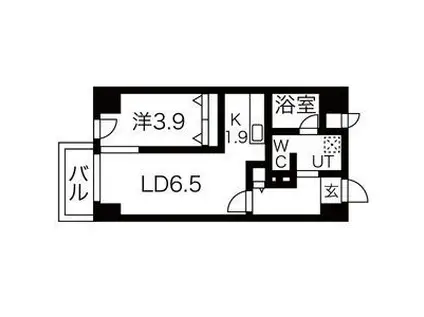 LEE東札幌A(1LDK/1階)の間取り写真