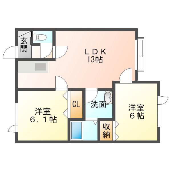 クリークビレッジ(2LDK/1階)の間取り写真