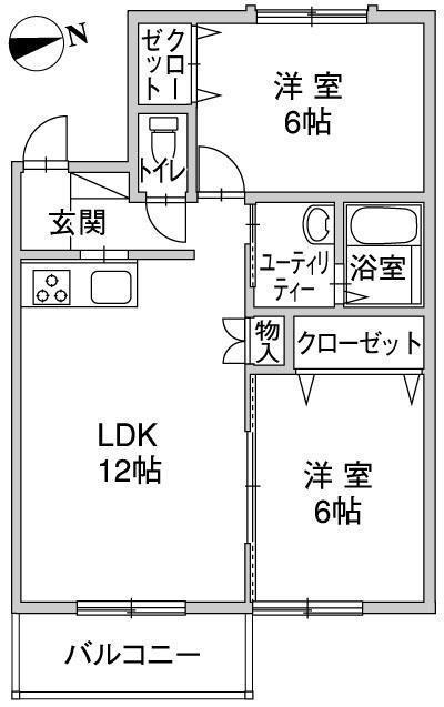船浜フラット(2LDK/2階)の間取り写真