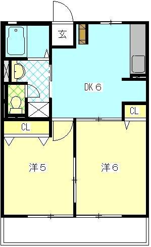 ひまわり(2DK/2階)の間取り写真