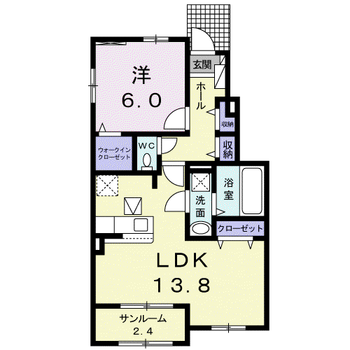 チェリーコート A(1LDK/1階)の間取り写真