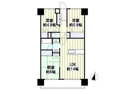 コアライフ山手(3LDK/4階)の間取り写真