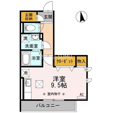 エスポア II(ワンルーム/1階)の間取り写真