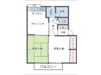 ハッピー・レジデンス(2DK/2階)の間取り写真