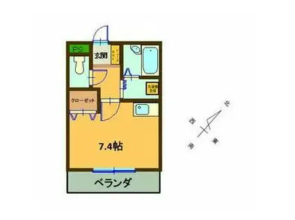ホワイトアロー(ワンルーム/1階)の間取り写真