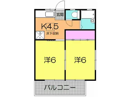 コーポセイ(2K/2階)の間取り写真