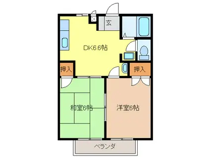 ミライポート(2DK/2階)の間取り写真