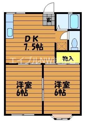 シャトレ・ウエストB(2DK/2階)の間取り写真