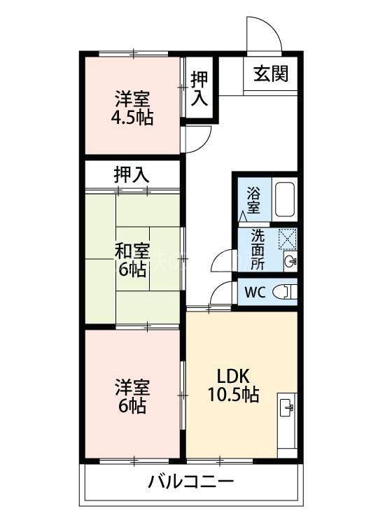 今之浦マンション(3LDK/2階)の間取り写真