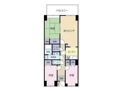 サンヒルズ湯本(3LDK/2階)の間取り写真