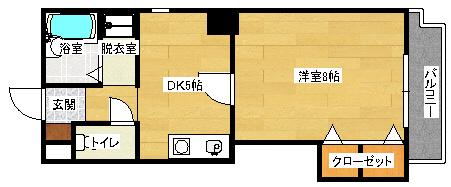 シャルム白島中町(1DK/4階)の間取り写真