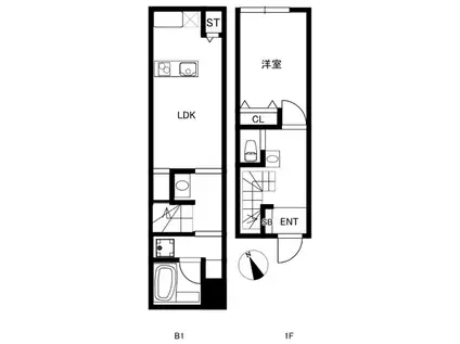 SINCERITE MINAMIAZABU サンセリテ南麻布(1LDK/B1階)の間取り写真