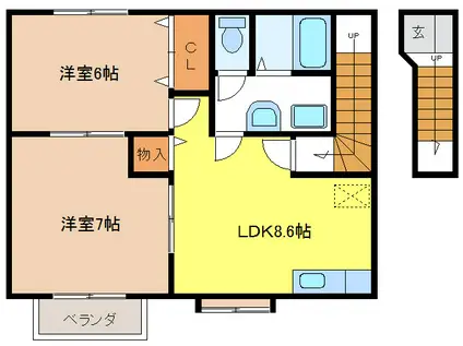 レ・ブレスト(2LDK/2階)の間取り写真