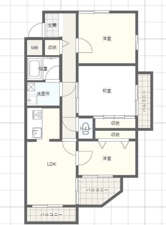ラフェスタ大塩(3LDK/4階)の間取り写真