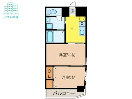 スカイコート西山(2K/8階)の間取り写真