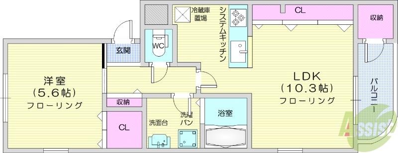 ＪＲ仙石線 福田町駅 徒歩8分 3階建 築27年(1LDK/2階)の間取り写真