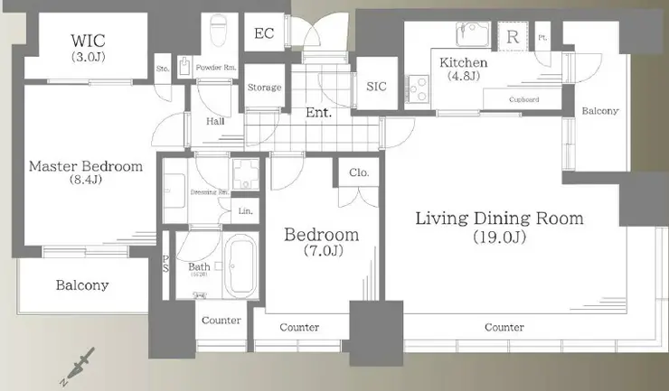 THE ROPPONGI TOKYO CLUB RESIDENCE 24階階 間取り