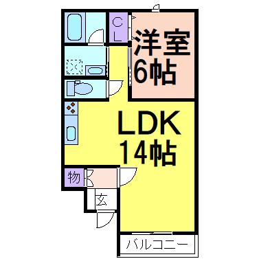 NARABUハイツIV(1LDK/1階)の間取り写真