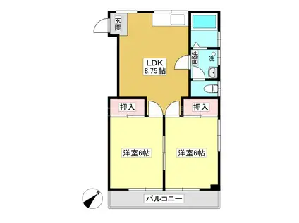 メゾン末広(2LDK/3階)の間取り写真