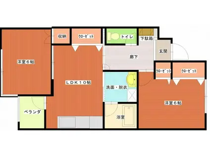 森下ビル(2LDK/2階)の間取り写真