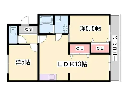 マンション堂本(2LDK/1階)の間取り写真