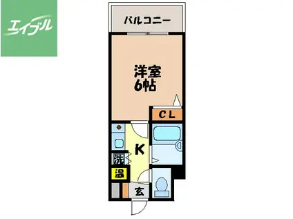 グランピアマンション長崎(1K/9階)の間取り写真