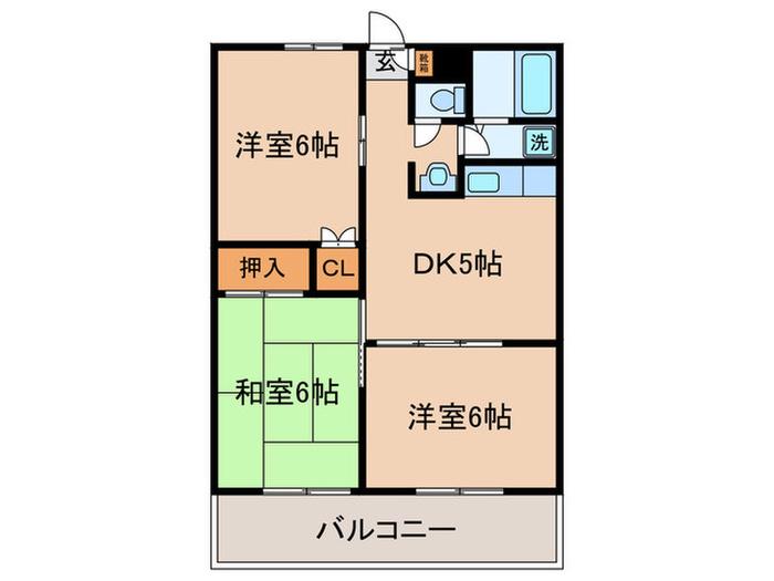 パークサイド(3DK/2階)の間取り写真