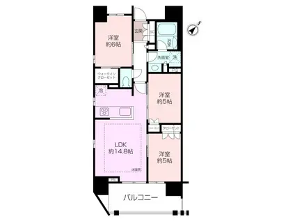 横須賀中央レジデンス(3LDK/15階)の間取り写真