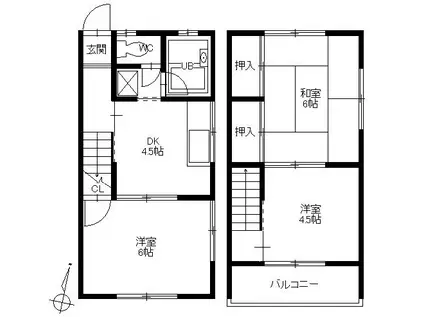 コーポ松岡AB(3K/1階)の間取り写真