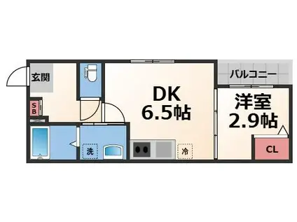 THE HAVEN OSAKA(1DK/1階)の間取り写真