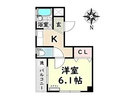 サンシティダイマル(1K/5階)の間取り写真