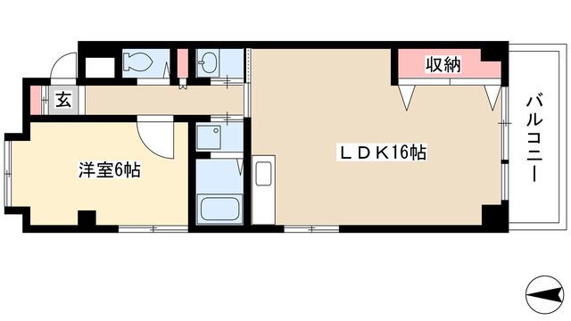 シャロン一社(1LDK/5階)の間取り写真