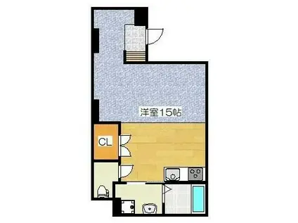 ツインズNO.59(ワンルーム/1階)の間取り写真