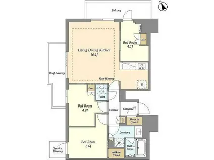 オアーゼ日暮里レジデンス(3LDK/7階)の間取り写真