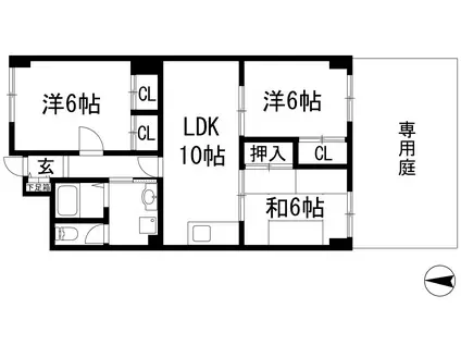 日興宝塚スカイマンション(3LDK/1階)の間取り写真