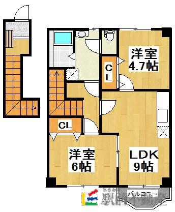 プロスペールマエタA(2LDK/2階)の間取り写真