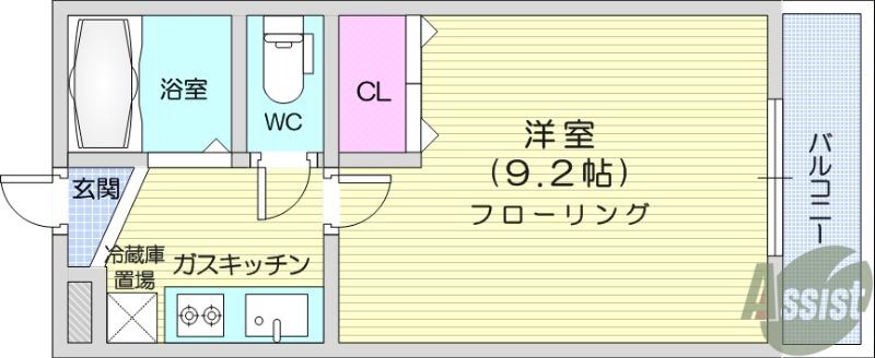 メイツ北山(1K/1階)の間取り写真