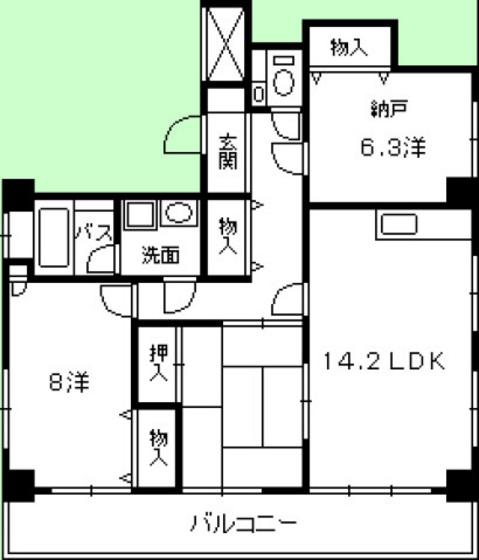 グランドールアサヒ(2SLDK/2階)の間取り写真