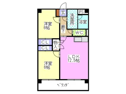レージュフェイマス(2LDK/1階)の間取り写真