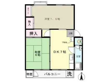 富士見町34号棟(2DK/3階)の間取り写真