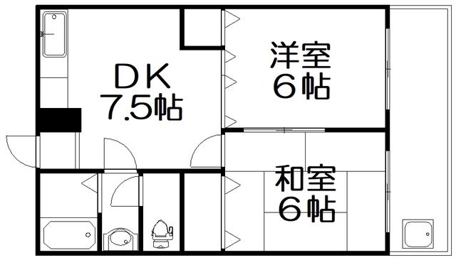 香里大西コーポ(2DK/2階)の間取り写真