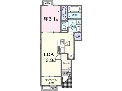 フォルトーナES I(1LDK/1階)の間取り写真